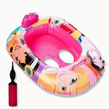 Imagem de Boia Inflável Bote Com Fralda Infantil Princesas Disney Com Bomba de I