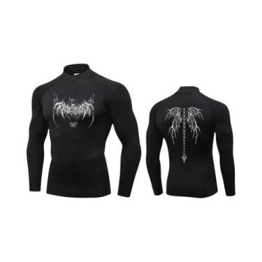 Imagem de Camisa De Compressão Masculina Y2K Com Gola Alta Para Fitness, Secagem