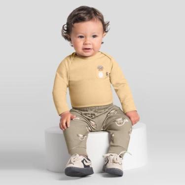 Imagem de Conjunto bebê menino em moletinho Brandili Baby, G, Amarelo