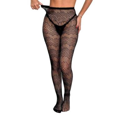 Imagem de Meia Calça Arrastão Bordada Sensual Fantasia Transparente Sexy - Zee R