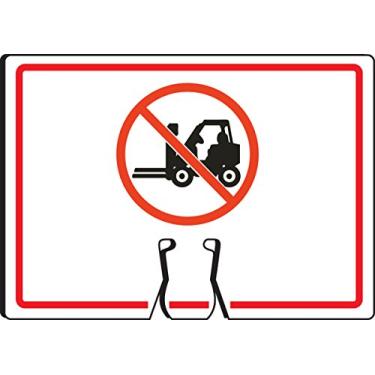 Imagem de Accuform Placa superior de cone de trânsito NMC "(No Forklifts Symbol)", combine com cones laranja para criar uma placa de aviso, placa de cone de plástico de 25 x 35 cm, feita nos EUA, FBC726