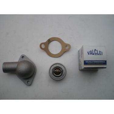 Imagem de Kit válvula termostática e flange Opala Caravan C10 C14 C15 C20 Bonanza Brasinca Puma GTB Santa Matilde gasolina Valclei