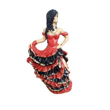 Imagem de Cigana A Batizar Roupa 7 Saias Vermelha Com Preto - 25Cm