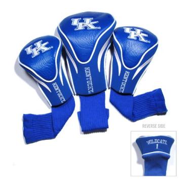Imagem de Team Golf Capas de cabeça NCAA Kentucky Wildcats Contour Golf Club (3 unidades) numeradas 1, 3 e X, serve para motoristas de grandes dimensões, clubes de utilidade, resgate e Fairway, forrado com veludo para proteção extra do clube