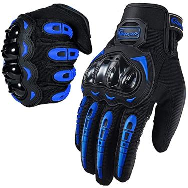 Imagem de WOULDWIN Luva para Motociclista para Masculinas com Tela Sensível ao Toque de Dedo Completo para BMX ATV MTB, Corrida de estrada, Ciclismo, Escalada-Azul-L