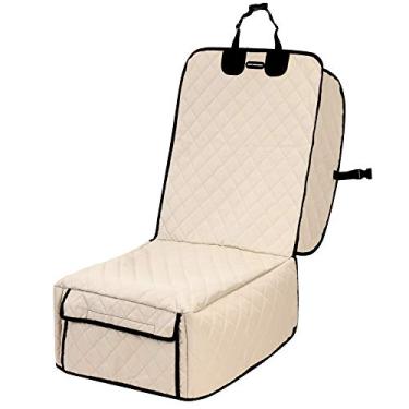 Imagem de FATTY CHOWCHOW Capas de assento de carro para cães com abas laterais, protetor de assento de carro 100% impermeável para animais de estimação, à prova de arranhões, antiderrapante, durável para carros, caminhões e SUVs (creme)