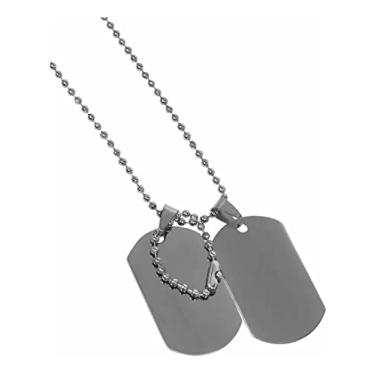 Imagem de Corrente Militar Exercito Identificação 2 Placas Aço (PRATA SEM BORDA)