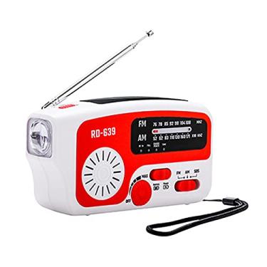 Imagem de Rádio de emergência AM/FM RD-639 Rádio com manivela com lanterna para SOS Rádios solares portáteis de emergência Rádio AM/FM com mentação própria com 1200mAh Power Bank Carregador de celular
