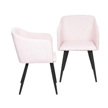 Imagem de Kit 02 Cadeiras Boxbit Charla Linho Bege Base Metal Cor Preta