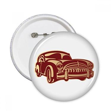 Imagem de Emblema de carro clássico vermelho profundo contorno pinos redondos crachá botão decoração acessório 5 peças