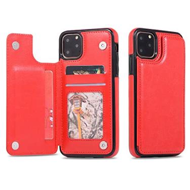 Imagem de Capa de couro PU retrô para iPhone 14 13 12 11 Pro Max SE 2022 2020 X XR XS Max 8 7 6 6S Plus 5S Multi Card Holder Case Cover, vermelho, para iPhone 11 Pro