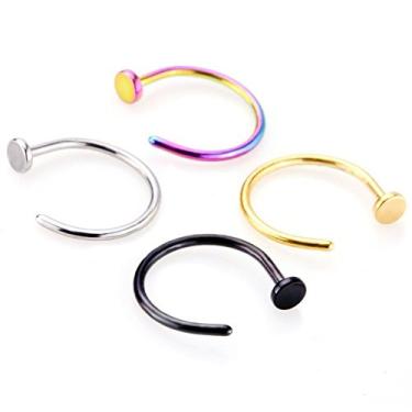 Imagem de Loveboat 4 peças de argola de piercing de nariz, calibre 20 (1 mm) de comprimento (10 mm), Aço inoxidável
