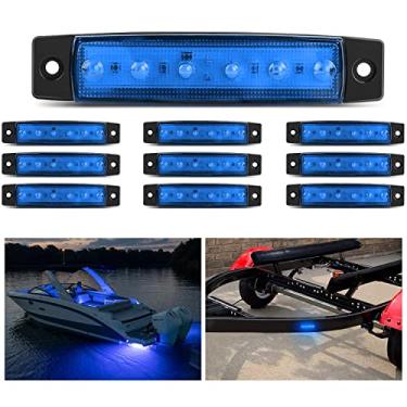 Imagem de Nilight 10 peças de luz indicadora azul de 9,7 cm 6 LED para caminhão, campista, luz de sinalização, barco, marinheiro, ônibus, trailer, trailer, 12 V CC, 2 anos de garantia