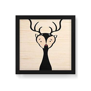Imagem de Arte Maníacos Quadro Decorativo em Madeira Cervo Comic - 30x30cm (Moldura caixa em laca preta)
