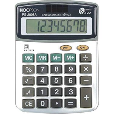 Imagem de Hoopson PS-2808A, Calculadora de Bolso, 8 Dígitos, Bateria/Solar, Prata