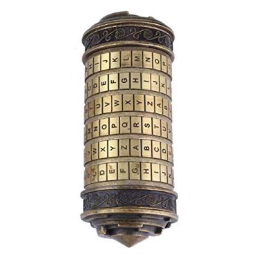 Imagem de 01 Da Vinci Code Cryptex Lock, Classical Da Vinci Senha Code, Porta-anel de bloqueio de código de senha romântica Presente padrão: ILOVEU cadeado de senha de combinação de personagens chineses vintage antigo