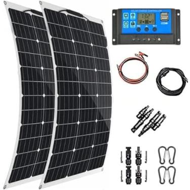 Imagem de Painel solar 800W 18V, painel solar monocristalino flexível, módulo fotovoltaico 2 * 400W, controlador de carga solar 40A, para camping RV, barco doméstico, marinho fora da rede