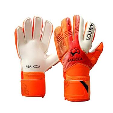 Imagem de Luvas de goleiro infantis Wrzbest para crianças, luvas de goleiro profissional, luvas de futebol americano, luvas de goleiro com forte aderência e proteção de giro de dedo para os mais fortes salva e evita lesões., Laranja, 6
