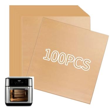 Imagem de Forros de papel para fritadeira a ar, 100 peças de papel pergaminho cru, forros de fritadeira a ar descartáveis, compatíveis com panela instantânea, acessórios para fritadeira a ar de 10 litros,