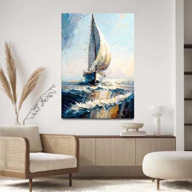 Imagem de Quadro Decorativo Para Sala Quarto  Hall Tela vertical Grande Barco Ma