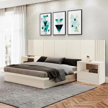 Imagem de Kit Cabeceira Casal Ripado 3,0m + 02 Mesas de Cabeceira - Dalla Costa 