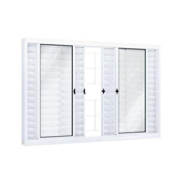 Imagem de Janela de Aço Veneziana 120x150cm 6 Folhas com Grade Quadrada e Vidro 