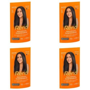 Imagem de Hene em Gel Rená Preto Café (Preto Escuro) 02x180gr Alisa, tinge e Da 