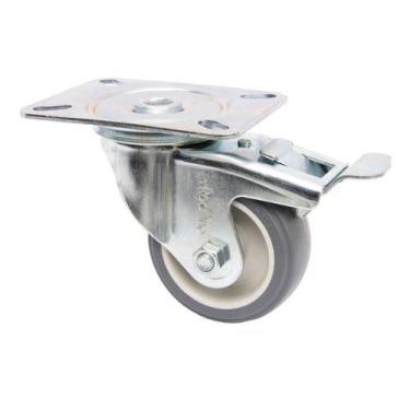 Imagem de (6pçs) Rodizio Girat. 3pol. Pvc Placa C/ Freio 60kg Por Roda - RODILIN