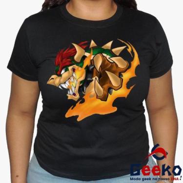 Imagem de Baby Look Bowser 100% Algodão - Super Mario Bros - Geeko, Preto, XG