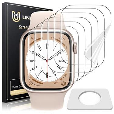 Imagem de UniqueMe Pacote com 6 protetores de tela para Apple Watch de 40 mm, Apple Watch SE 3/SE 2/SE séries 6/5/4 [película flexível atualizada] Película transparente de TPU HD macia antiarranhões [sem bolhas
