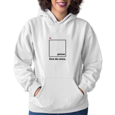 Imagem de Moletom Feminino Pense fora da caixa - Foca na Moda, Branco, G