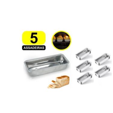 Imagem de Kit Com 5 Forma Assadeira Tabuleiro Para Pão Em Alumínio Polido Tamanh