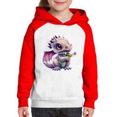 Imagem de Moletom Infantil Dragão Bebê - Foca na Moda, Branco, Vermelho, 6