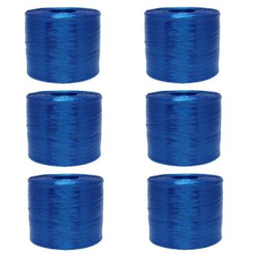 Imagem de 6 Fitilho Plástico Azul Resistente Macio Reciclável 2000m - Fitillacre