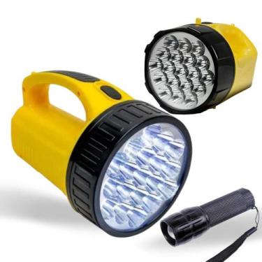 Imagem de Lanterna Farolete Holofote 19 LED com alça e Mini Lanterna com ZOOM - 