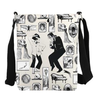 Imagem de JYTAPP Bolsa clássica de monstros de terror gótica, bolsa tiracolo para noivas, Frankenstein, presente para amantes de terror, bolsa gótica, Bege, Small