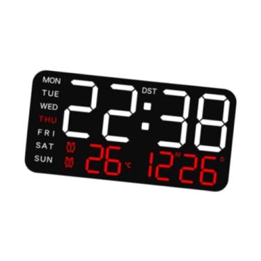 Imagem de IEUDNS Despertador digital relógios elétricos data regulável pendurado na parede relógios led para quarto hall sala de estar desktop aprendizagem, White W Red Light