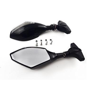 Imagem de OKSTNO 2 luzes LED âmbar, pisca-pisca, indicador lateral, retrovisor lateral de corrida preto integrado para Suzuki SV650 Katana 600 750 GSX600F GSX750F