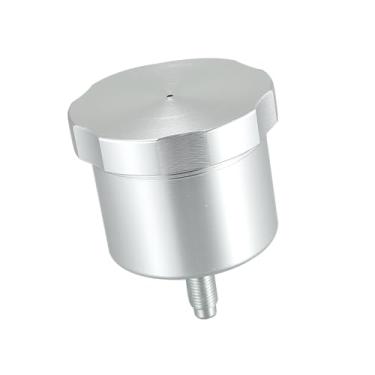 Imagem de REPAIROCK Tanque de óleo de freio de mão para carro Tanque de óleo de freio de mão de corrida universal para reservatório de fluido E-Brake Racing Peças de reposição automotiva em tom prateado