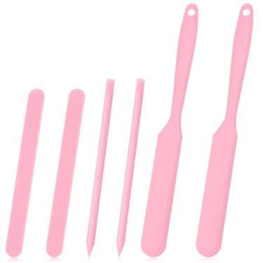 Imagem de Gartful Kit de palitos de silicone rosa para epóxi, espátula para resina, palitos grandes, 2 hastes pontiagudas, ferramenta de artesanato DIY para misturar resina, tinta, líquido, conjunto de 6