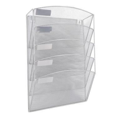 Imagem de Organizador de Arquivos de Parede, 5 Camada de Camada Vertical Pasta de Arquivo de e -mail de e -mail Salvador de Parede de Papel Montado Em Papel Rack para Escritório Em Casa