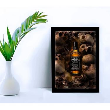 Imagem de Quadro Decorativo Jack Daniels Skull Bar Restaurante C/Vidro