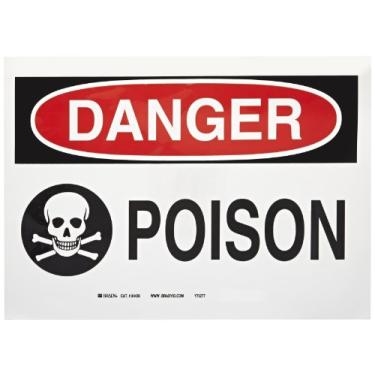 Imagem de Brady 84436 Placa autoadesiva de poliéster químico e materiais perigosos, 25,4 cm x 35,5 cm, legenda "Veneno (com picto)"