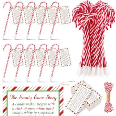 Imagem de Zhanmai Conjunto de presentes de 120 peças The Candy Base, significado história, 60 peças de cartões religiosos de bengala doce, 60 canetas de bengala doce com tinta preta para Natal, igreja, eventos, lembrancinhas de festa