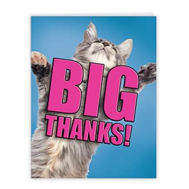 Imagem de The Best Card Company - 1 cartão grande de agradecimento (21 x 28 cm) - Cartão de saudação animal de papelaria, cartão de gratidão infantil fofo - Gato grande obrigado J2368DTYG