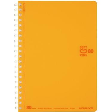 Imagem de KOKUYO Caderno forrado em espiral, caderno pastel de 18 cm x 12 cm, cadernos de anel macio B6 com pontos pautados de 6 mm, 80 folhas, caderno laranja para 1 matéria, anotações para a escola