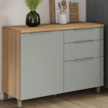 Imagem de Balcão de Cozinha Com Tampo 1 Porta 3 Gavetas 100 MDF - Faura, Nature/