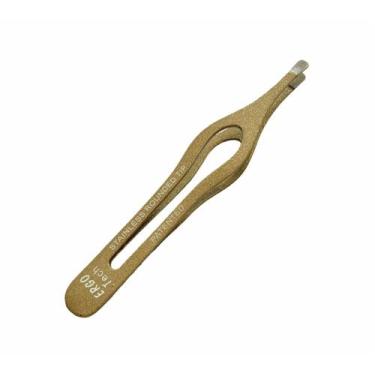 Imagem de Pinça De Sobrancelha Edel Ergo Tech Ponta Reta Dourada
