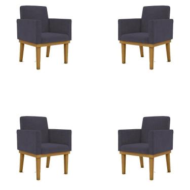 Imagem de Kit 4 Cadeiras Reforçada Escritório Poltrona cinza