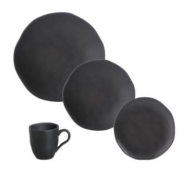Imagem de Aparelho de Jantar 16 Peças Orgânico Preto Matte - Porto Brasil Cerâmi